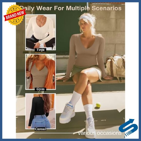 Plus Size Long Sleeve V-Neck T-Shirts 3 Pack Slim Fit Cotton Blend - Picture 5 of 8